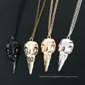 Custom Punk 3D Metal Crow Skull Skull Pendant Necklace Halloween Jewelry